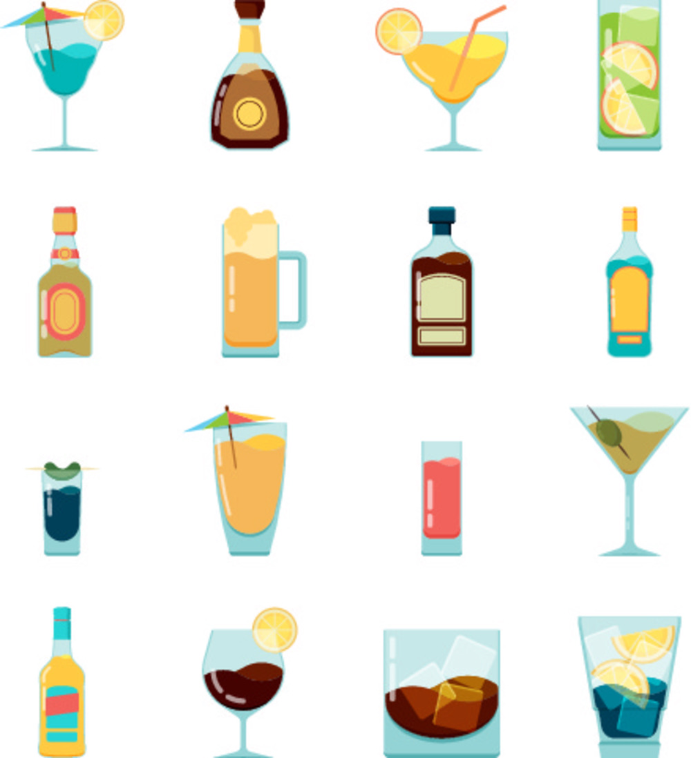 繽紛夏日酒飲圖鑒 從馬提尼到冰啤的矢量藝術